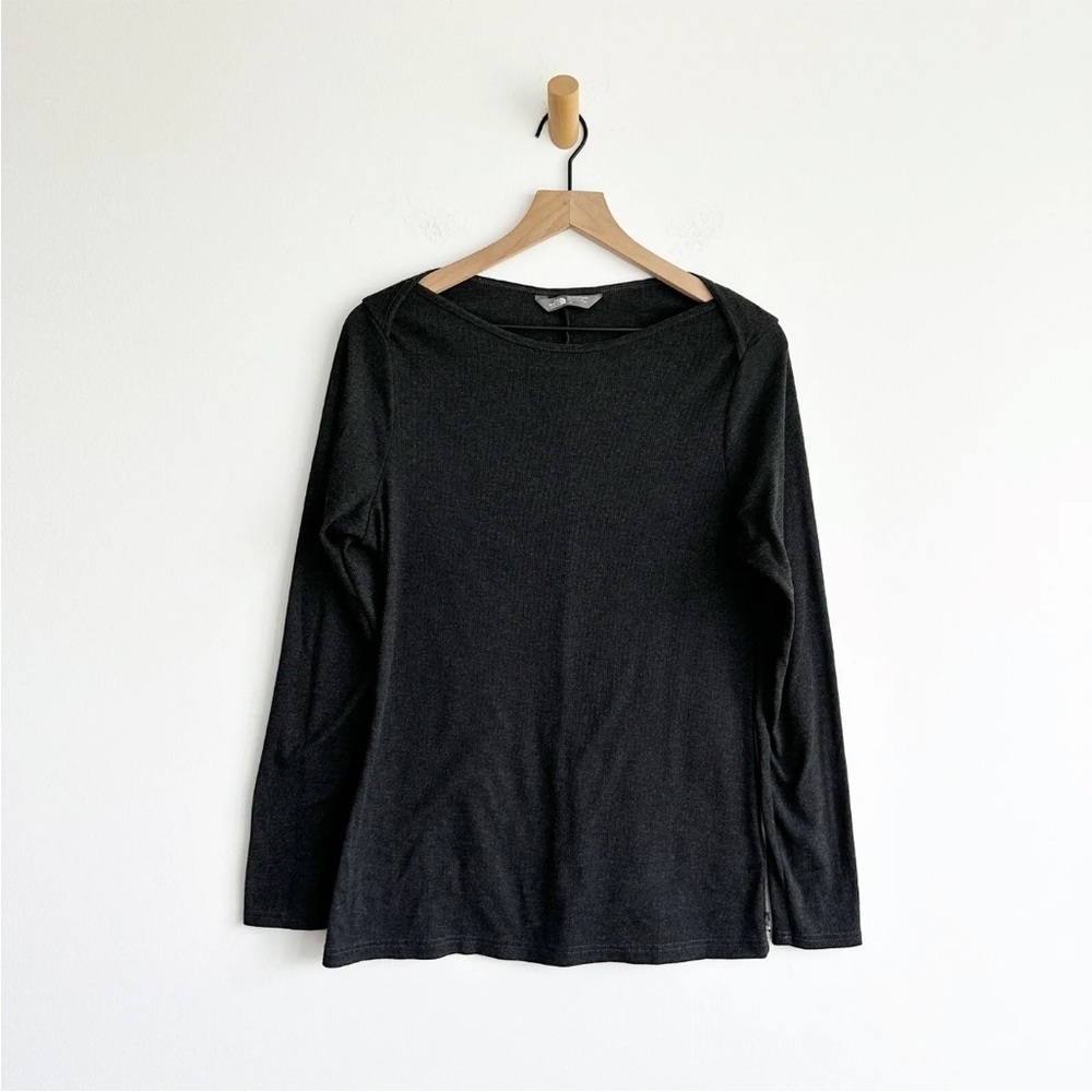 The North Face TNF Women's Long Sleeve EZ Ribbed Top Dark Grey Size Large